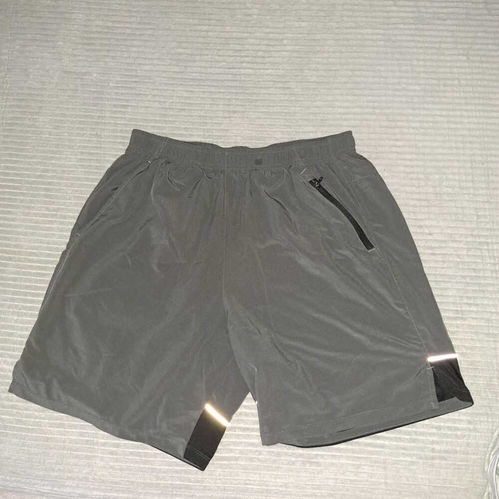 Athlio Athletic Shorts Mens Large grey Mesh Brief Running Gym 7" Inseam